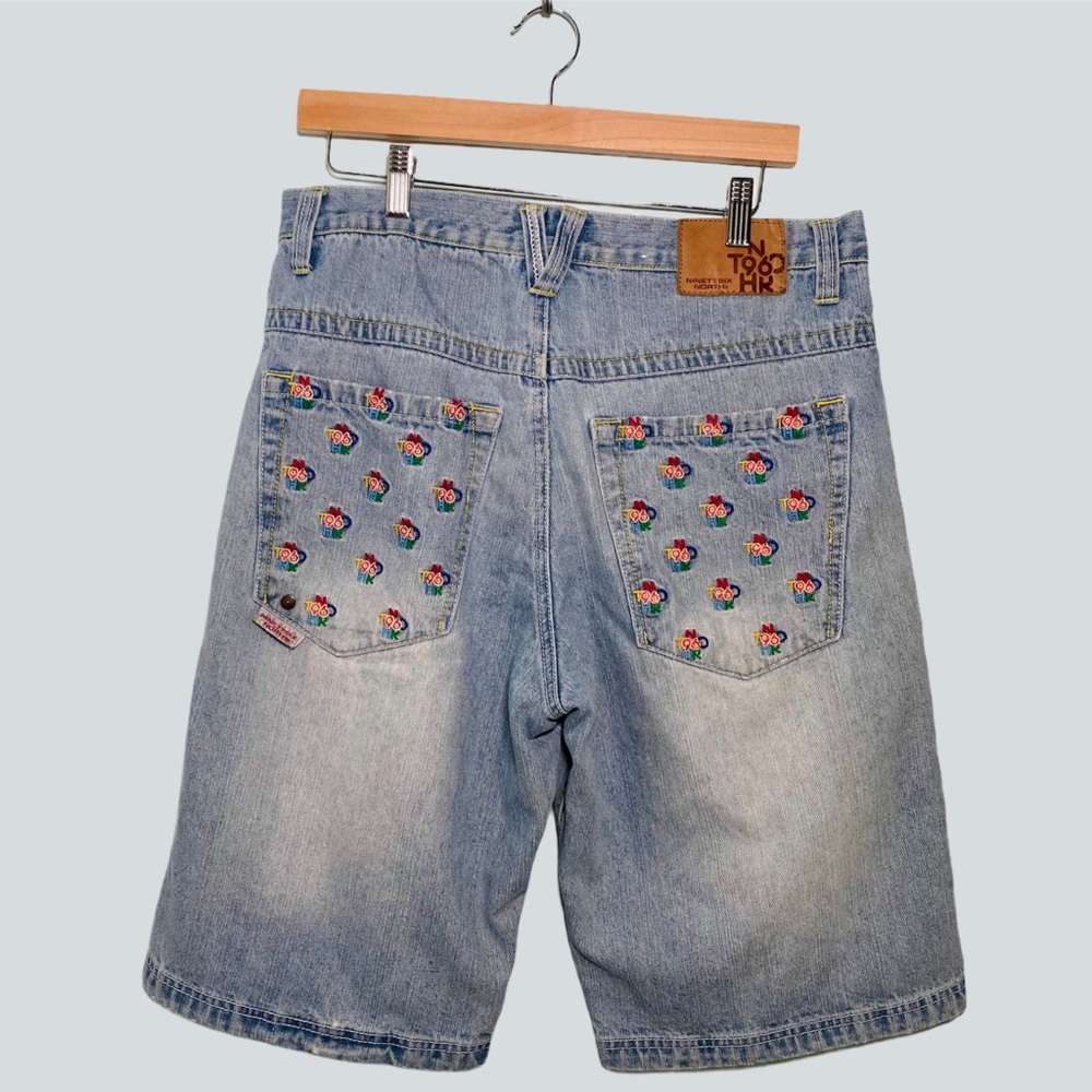 96 NORTH Denim Light Wash Distressed Embroidered